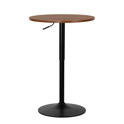 Magshion 23.5'' Round Pub Table, 360° Swivel Cocktail Bar Table with Black Leg, Adjustable Height Range 27.5"-36" for Living Room Kitchen (Brown)