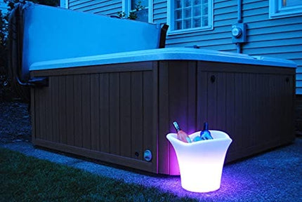 Napa: 16 Inch Color Changing LED Light Ice Bucket; Wireless, Rechargeable Outdoor Patio Pool Ice Bucket Drink Cooler - Up to 20 Hours of Ambient Light