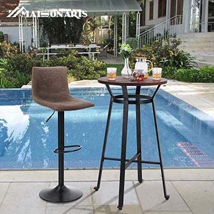 MAISON ARTS 41" Metal Bar Table Round Wood Top Pub Table Bar Height Cocktail Table Tall Table for Kitchen Bistro Cafe Patio Outdoors, 1 Table, Black