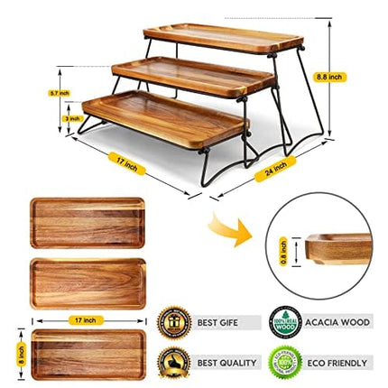 Manspdier 3 Tier Cupcake Stand & Towers Serving Tray for Party, Acacia Wooden Dessert Table Display Set, Decorative Tiered Decor Small Chees Charcuterie Boards Rustic Wood Platters Trays, (A010)