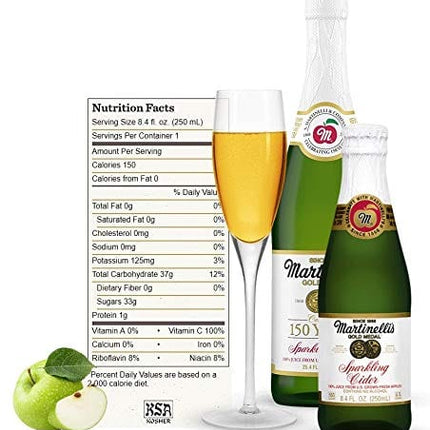 Martinelli's Gold Medal Sparkling Apple Cider, 8.4 oz Pack of 12 Bottles