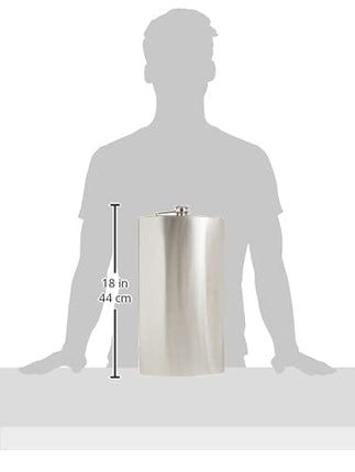 Maxam Jumbo Stainless Steel Flask, Dishwasher Safe Extra Large Drinking Flask, Polished Silver, 128 Ounce Capacity