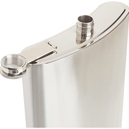 Maxam Jumbo Stainless Steel Flask, Dishwasher Safe Extra Large Drinking Flask, Polished Silver, 128 Ounce Capacity