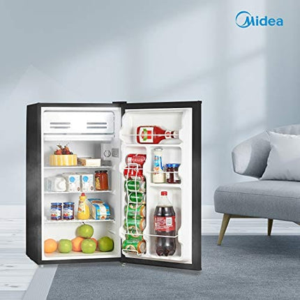 Midea WHS-121LB1 Refrigerator, 3.3 Cubic Feet, Black