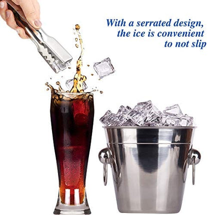 Mimorou 2 Pieces 6.2 inch Stainless Steel Ice Tongs for Ice Bucket Ice Cube Serving Tongs with Teeth for Cocktails Whiskeys Kitchen Food Serving