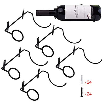 Mocoum 6 Pack Wall Mounted Wine Racks - Red Wine Bottle Display Holder with Screws, Metal Hanging Wine Rack Organizer for Beverages/Liquor Bottles Storage (6 Pack, Towards The Left)
