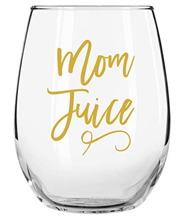 Momstir Mom Juice Funny Wine Glass 15oz for Mammas - Mother's Day All Year Round - Elegant Libbey Tumbler