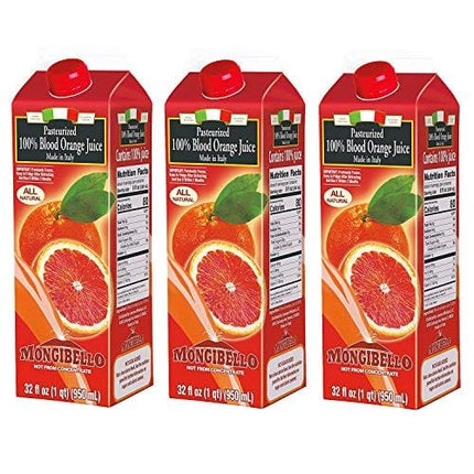 Mongibello 100% Fresh Squeezed Italian Juice (Blood Orange), Pack 3