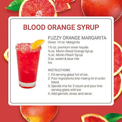 Monin - Blood Orange Syrup, Berry Citrus Flavor, Natural Flavors, Great for Cocktails, Mocktails, and Lemonades, Non-GMO, Gluten-Free (1 Liter)