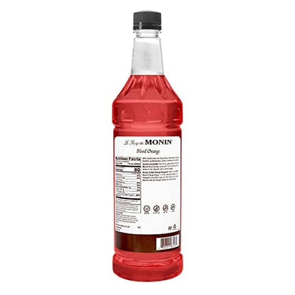 Monin - Blood Orange Syrup, Berry Citrus Flavor, Natural Flavors, Great for Cocktails, Mocktails, and Lemonades, Non-GMO, Gluten-Free (1 Liter)