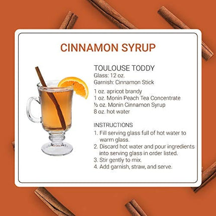 Monin - Cinnamon Syrup, Sweet and Spicy Taste of Cinnamon, Versatile Flavor, Natural Flavors, Great for Coffees, Cocoas, Ciders, and Cocktails, Non-GMO, Gluten-Free (750 ml)