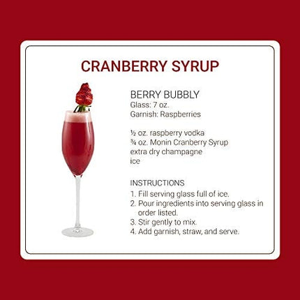 Monin - Cranberry Syrup, Tangy and Sweet Berry Flavor, Natural Flavors, Great for Margaritas, Cocktails, Hot and Cold Berry Teas, Lemonades, and Sodas, Non-GMO, Gluten-Free (750 ml)