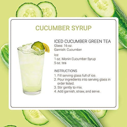 Monin - Cucumber Syrup, Refreshing Sweetness, Natural Flavors, Great for Mocktails, Cocktails, Lemonades, Teas, and Sodas, Non-GMO, Gluten-Free (1 Liter)