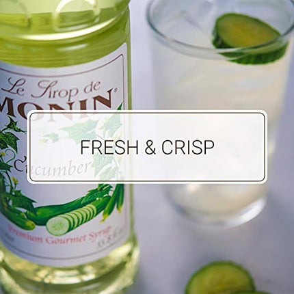 Monin - Cucumber Syrup, Refreshing Sweetness, Natural Flavors, Great for Mocktails, Cocktails, Lemonades, Teas, and Sodas, Non-GMO, Gluten-Free (1 Liter)