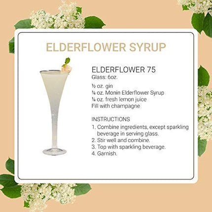 Monin - Elderflower Syrup, Delicate Scent with Floral Sweetness, Great for Cocktails, Lemonades, and Sodas, Gluten-Free, Non-GMO (750 ml)