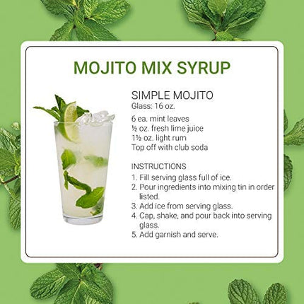 Monin - Mojito Mix Syrup, Sweet Herbal Mint Flavor, Great for Frozen Cocktails, Mocktails, & Delicious Desserts, Gluten-Free, Vegan, Non-GMO (750 ml)