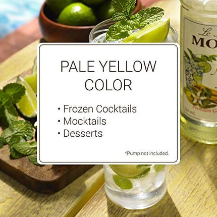 Monin - Mojito Mix Syrup, Sweet Herbal Mint Flavor, Great for Frozen Cocktails, Mocktails, & Delicious Desserts, Gluten-Free, Vegan, Non-GMO (750 ml)