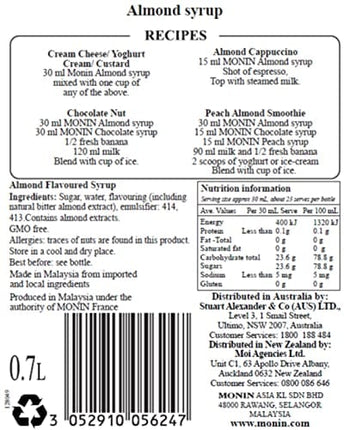 Monin - Orgeat Almond Syrup - 700ml