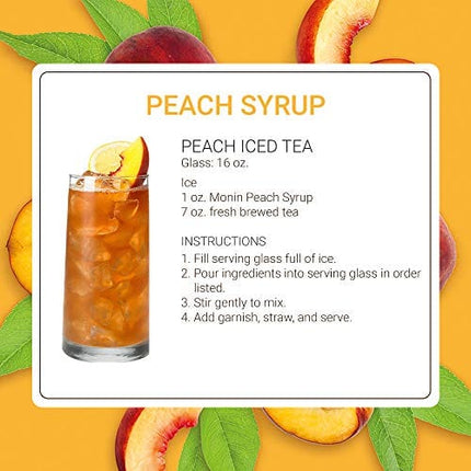 Monin - Peach Syrup, Fresh and Juicy Flavors, Great for Iced Teas, Lemonades, and Sodas, Non-GMO, Gluten-Free (1 Liter)