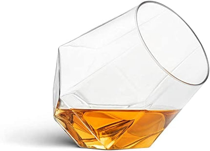 Munfix 32 Pack Diamond Shaped Plastic Stemless Wine Glasses Disposable 12 Oz Clear Plastic Wine Whiskey Cups Shatterproof Recyclable and BPA-Free