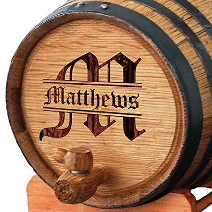 Custom Whiskey Barrel - Personalized Wine Barrel - Engraved Mini Oak Aging Cask - Classic Design (1 Liter Barrel)