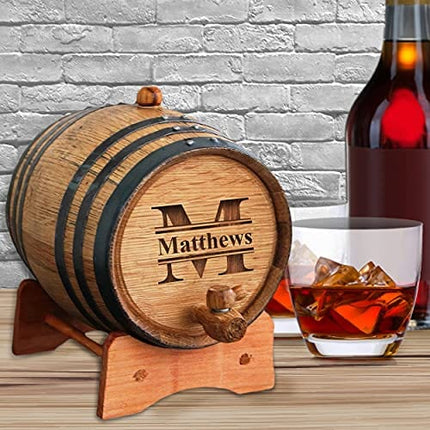 Custom Whiskey Barrel - Personalized Wine Barrel - Engraved Mini Oak Aging Cask - Classic Design (1 Liter Barrel)