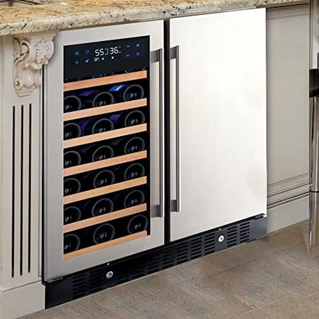 N'FINITY PRO HDX by Wine Enthusiast Wine & Beverage Center – Holds 90 Cans & 35 Wine Bottles – Freestanding or Built-In Wine Refrigerator