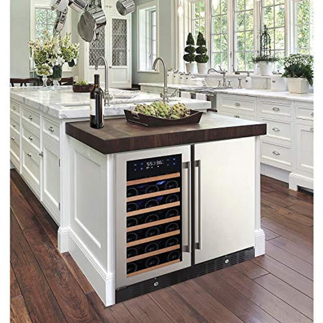 N'FINITY PRO HDX by Wine Enthusiast Wine & Beverage Center – Holds 90 Cans & 35 Wine Bottles – Freestanding or Built-In Wine Refrigerator