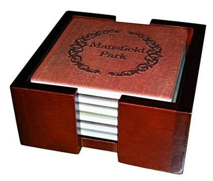 Jane Austen Books Coaster Set - Ceramic Tile with Cork Back - 6 Piece Set