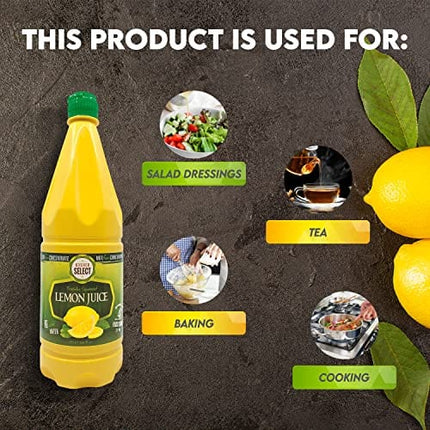 2 Pack 100% Lemon Juice Freshly Squeezed NO Added Water 33.8oz Not From Concentrate - Appx 40 Freshly Squeezed Lemons in Each Bottle - Kosher Food - Kosher Select
