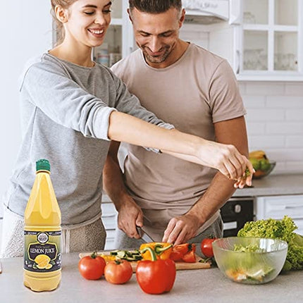 2 Pack 100% Lemon Juice Freshly Squeezed NO Added Water 33.8oz Not From Concentrate - Appx 40 Freshly Squeezed Lemons in Each Bottle - Kosher Food - Kosher Select