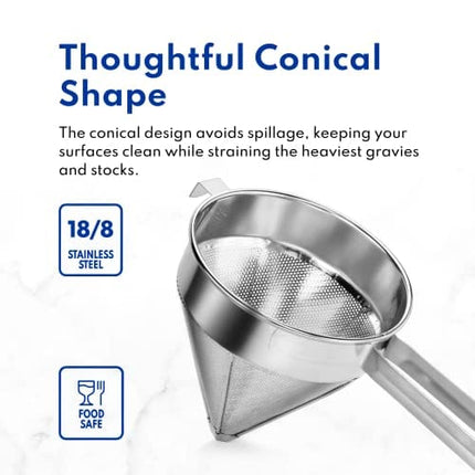 New Star Foodservice 537478 18/8 Stainless Steel China Cap Strainer (7-Inch, Fine Mesh)