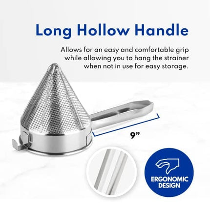 New Star Foodservice 537478 18/8 Stainless Steel China Cap Strainer (7-Inch, Fine Mesh)