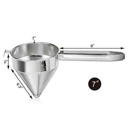 New Star Foodservice 537478 18/8 Stainless Steel China Cap Strainer (7-Inch, Fine Mesh)