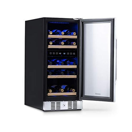 NewAir 15" Built-in 29 Bottle Dual Zone Wine Fridge, Stainless Steel