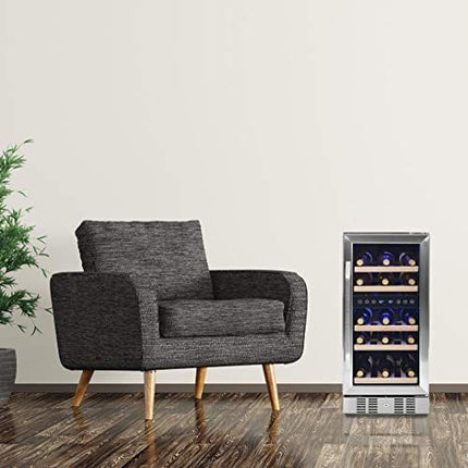 NewAir 15" Built-in 29 Bottle Dual Zone Wine Fridge, Stainless Steel