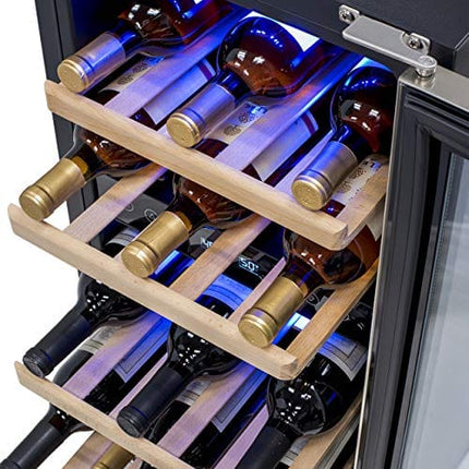 NewAir 15" Built-in 29 Bottle Dual Zone Wine Fridge, Stainless Steel