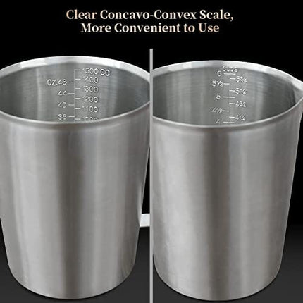 Measuring Cup, [Upgraded, 3 Measurement Scales, Including Cup Scale, ML Scale, Ounce Scale], Newness Stainless Steel Measuring Cup with Marking with Handle, 48 Ounces (1.5 Liter, 6 Cup)