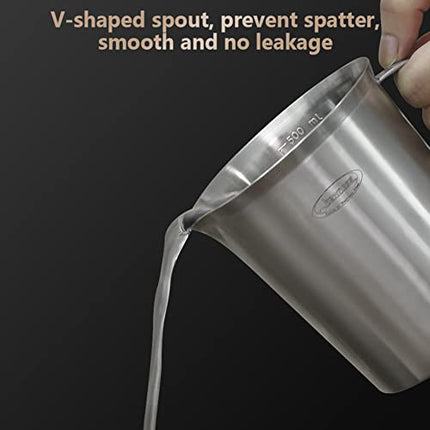 Measuring Cup, [Upgraded, 3 Measurement Scales, Including Cup Scale, ML Scale, Ounce Scale], Newness Stainless Steel Measuring Cup with Marking with Handle, 48 Ounces (1.5 Liter, 6 Cup)