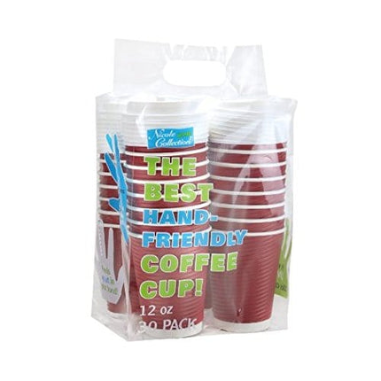 Nicole Home Collection Disposable Double Wall Ripple Lid-12 oz. | Maroon | Pack of 30 Coffee Cup, 30 Count (Pack of 1)