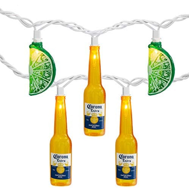 Northlight 10-Count Corona Extra Beer Bottle and Lime Summer Patio Lights - 9ft White Wire