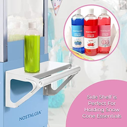 Nostalgia Snow Cone Cart, 54-Inch, Makes 72 ICY Treats, Vintage Snow Machine Includes Metal Scoop, 2 Syrup Bottles, 100 Paper Cups/Spoons, Storage Compartment, Wheels for Easy Mobility, Blue