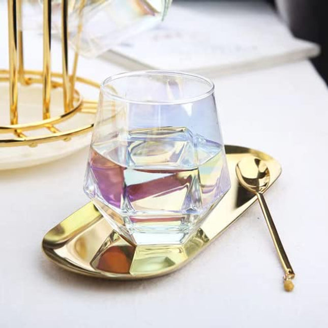 Nuxaoisgel Stemless Wine Glass Set Of 12,Iridescent Glassware For Gift,Modern Rainbow Wine Glass For Serving White Wine, Red Wine, Cocktail, Whiskey, Bourbon, Cool Water CUKBLESS(10 Oz)