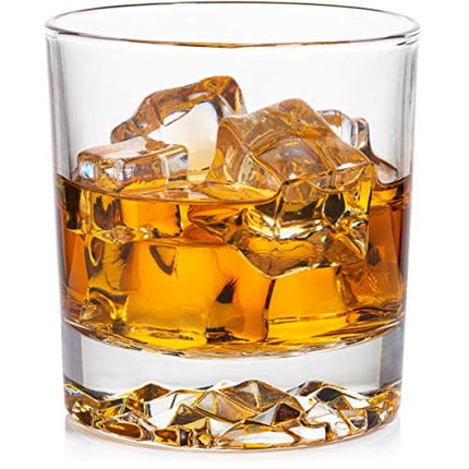 Whiskey Glasses Set of 4 with Brilliant Mountain Imprint | Bar Glasses | Old Fashioned Tumblers | Lowball Glasses | Rocks Glasses | Standard 11.5 OZ Beverage Glass