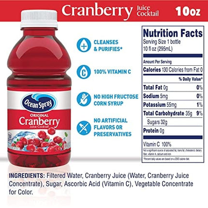 Ocean Spray, Cranberry Juice Cocktail, 10 Fl Oz Bottles, 6 Pack