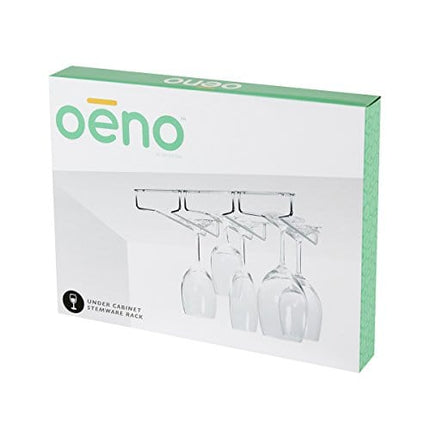 Oenophilia Under Cabinet Stemware Rack, Wine Glass Holder Under Cabinet Kitchen, Chrome Finish, Holds 6-9 Glasses Depending on Style