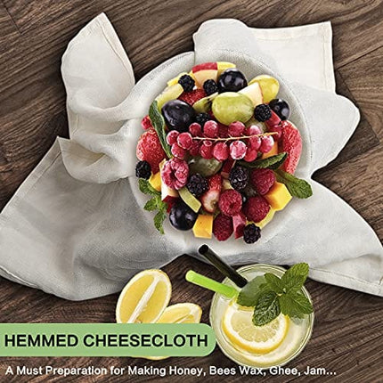 Olicity Cheese Cloths, Grade 100, 20x20Inch Hemmed Cheesecloth for Straining Reusable, 100% Unbleached Precut Cheese Cloth Strainer Muslin Cloth for Cooking, Baking, Juicing, Cheese Making - 6 Pieces