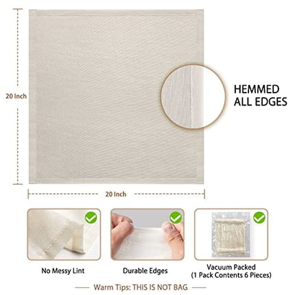 Olicity Cheese Cloths, Grade 100, 20x20Inch Hemmed Cheesecloth for Straining Reusable, 100% Unbleached Precut Cheese Cloth Strainer Muslin Cloth for Cooking, Baking, Juicing, Cheese Making - 6 Pieces