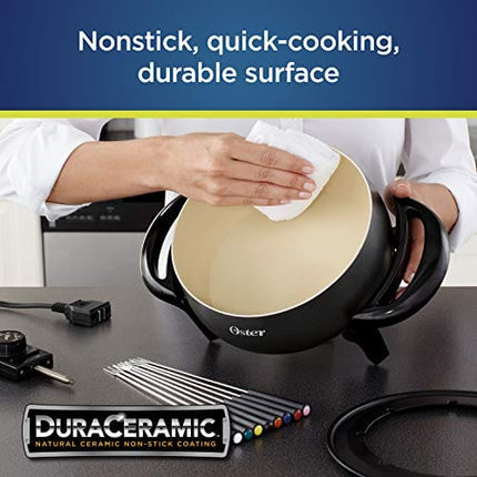 Oster Fondue Pot | Titanium Infused DuraCeramic Fondue Maker, Black
