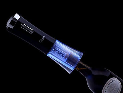 Ozeri Nouveaux II Electric Wine Opener in Black, with Foil Cutter, Wine Pourer and Stopper